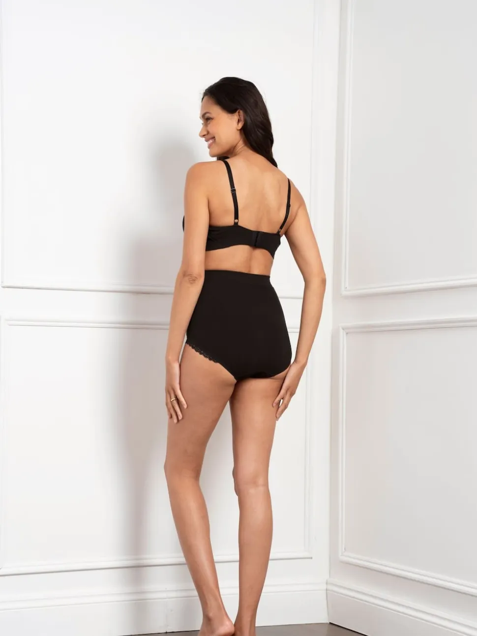Seraphine Black Cotton Rib Jersey Maternity & Postpartum Briefs 5 Pack