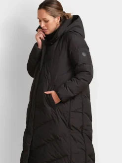 Seraphine Black 3-In-1 Long Chevron Puffer Maternity Coat
