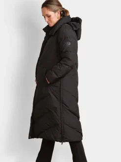 Seraphine Black 3-In-1 Long Chevron Puffer Maternity Coat