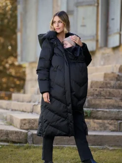 Seraphine Black Long 3-In-1 Maternity & Babywearing Puffa Coat