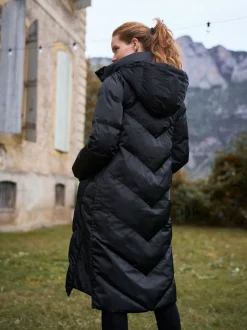Seraphine Black Long 3-In-1 Maternity & Babywearing Puffa Coat