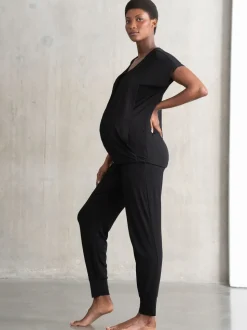 Seraphine Black Maternity & Nursing Hospital Bag Pyjamas 2 Piece Set