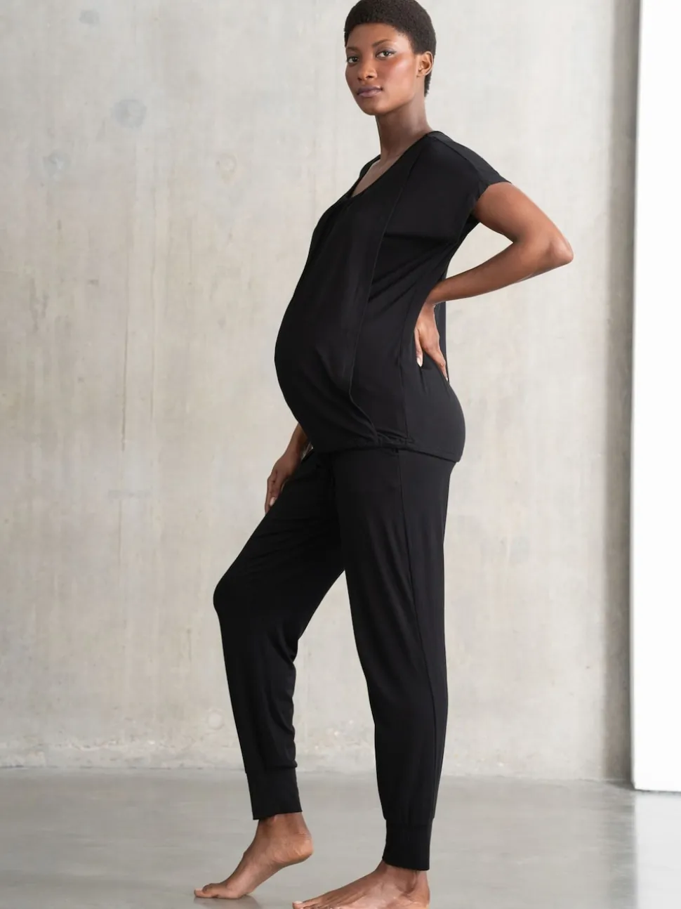 Seraphine Black Maternity & Nursing Hospital Bag Pyjamas 2 Piece Set