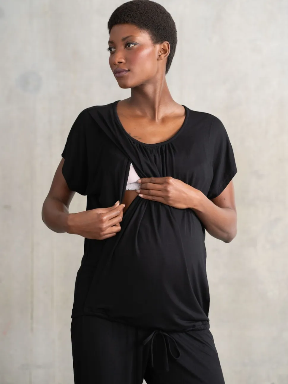 Seraphine Black Maternity & Nursing Hospital Bag Pyjamas 2 Piece Set