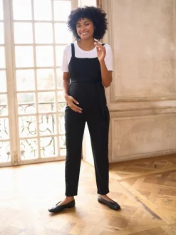Seraphine Black Maternity & Nursing Jersey Dungarees
