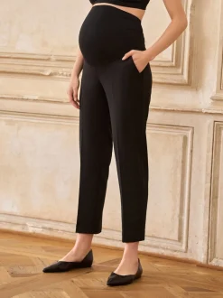 Seraphine Black Overbump Maternity Tailored Premium Tapered Work Trousers