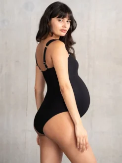 Seraphine Black Seraphine Blue Bandeau Textured Maternity Swimsuit