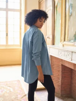 Seraphine Blue Denim Maternity & Nursing Shirt Dress