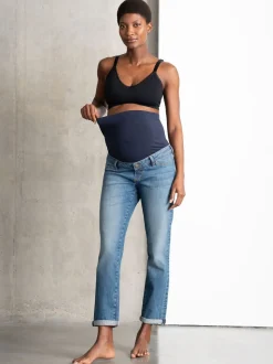 Seraphine Blue Premium Organic Overbump Maternity Relaxed Fit Jeans