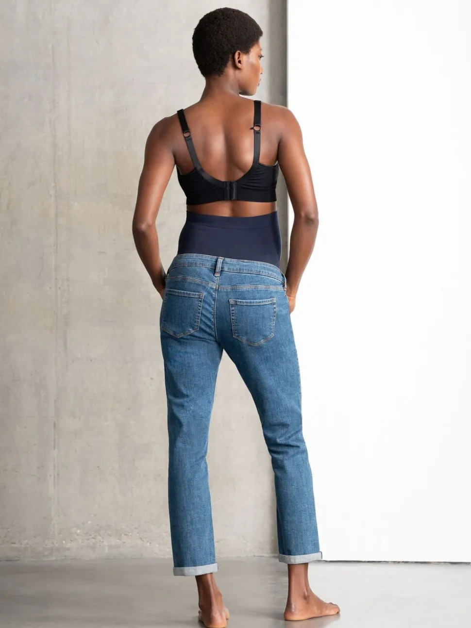 Seraphine Blue Tall Premium Organic Overbump Maternity Relaxed Fit Jeans