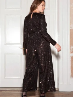Seraphine Bronze Sparkle Sequin Maternity Jumpsuit