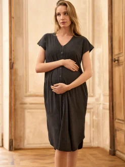 Seraphine Charcoal Grey Marl Maternity Hospital Bag Birthing Gown