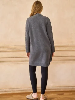 Seraphine Charcoal Grey Premium Soft 100% Wool Long Line Maternity Cardigan