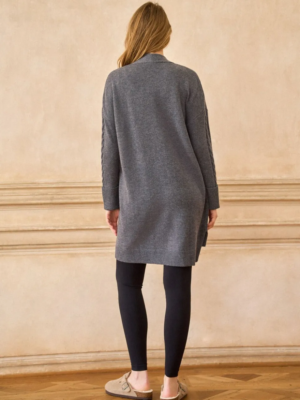 Seraphine Charcoal Grey Premium Soft 100% Wool Long Line Maternity Cardigan