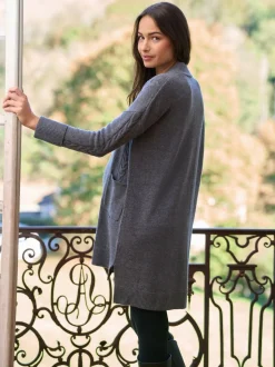 Seraphine Charcoal Grey Premium Soft 100% Wool Long Line Maternity Cardigan