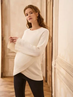 Seraphine Cream Maternity & Nursing Cross Over Cotton Jumper