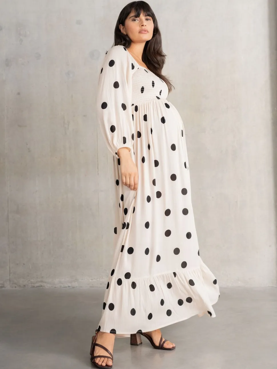 Seraphine Cream Maternity Maxi Dress