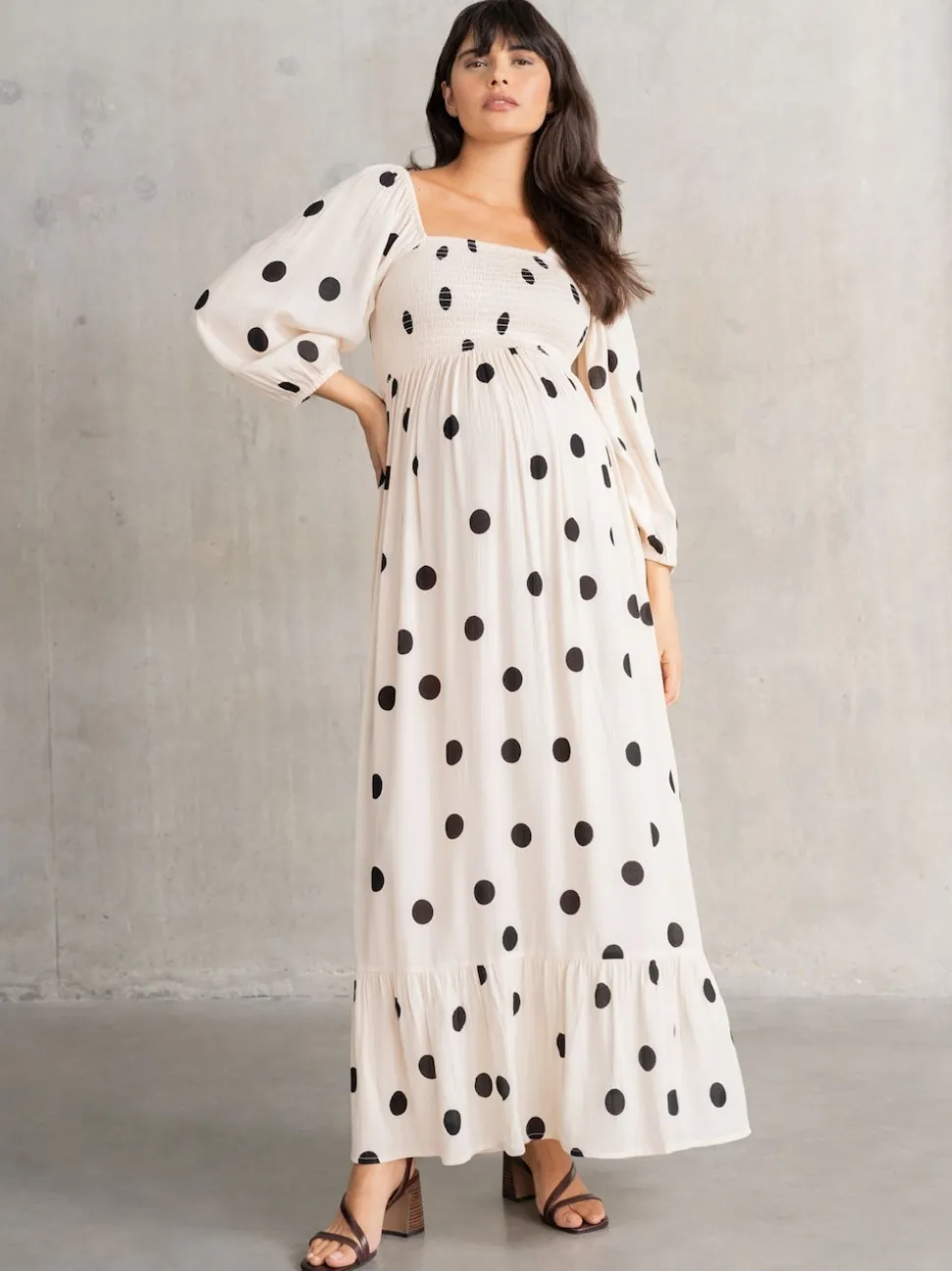 Seraphine Cream Maternity Maxi Dress