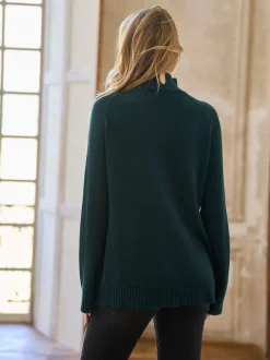Seraphine Dark Green Premium Cashmere Blend Maternity & Nursing Roll Neck Jumper