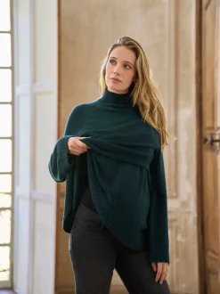 Seraphine Dark Green Premium Cashmere Blend Maternity & Nursing Roll Neck Jumper