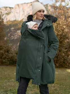 Seraphine Green Premium Sub-Zero Down Filled 3-In-1 Maternity & Babywearing Parka