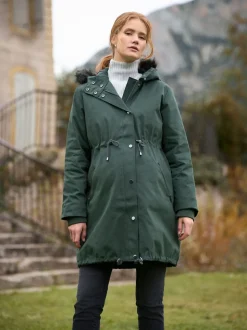 Seraphine Green Premium Sub-Zero Down Filled 3-In-1 Maternity & Babywearing Parka