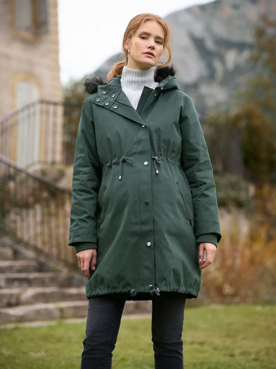 Seraphine Green Premium Sub-Zero Down Filled 3-In-1 Maternity & Babywearing Parka