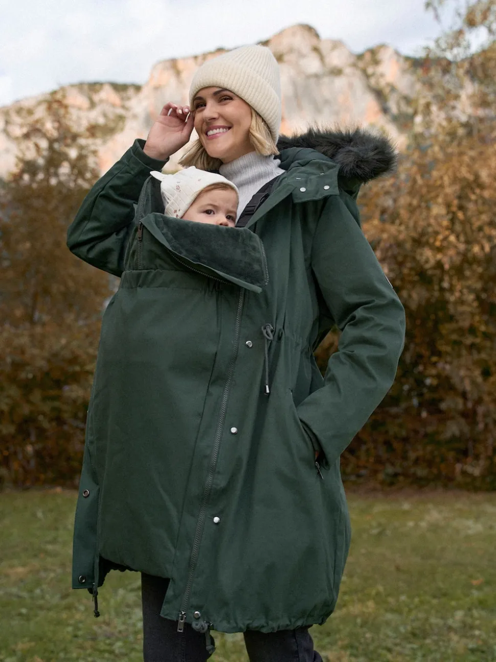 Seraphine Green Premium Sub-Zero Down Filled 3-In-1 Maternity & Babywearing Parka