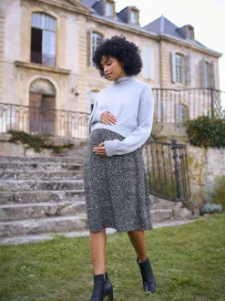 Seraphine Grey Marl & Black Dot Maternity & Nursing Knit Top Dress