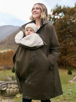 Seraphine Khaki 3 in 1 Maternity & Babywearing Parka with Borg Lining