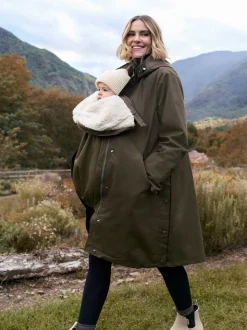 Seraphine Khaki 3 in 1 Maternity & Babywearing Parka with Borg Lining