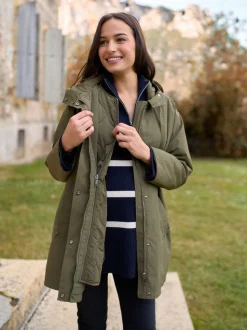 Seraphine Khaki Maternity & Babywearing Versatile Coat with Separate Inner Quilted