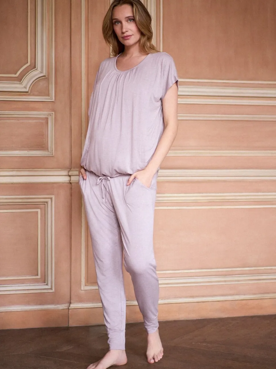 Seraphine Lilac Purple Maternity & Nursing Hospital Bag Pyjamas 2 Piece Set