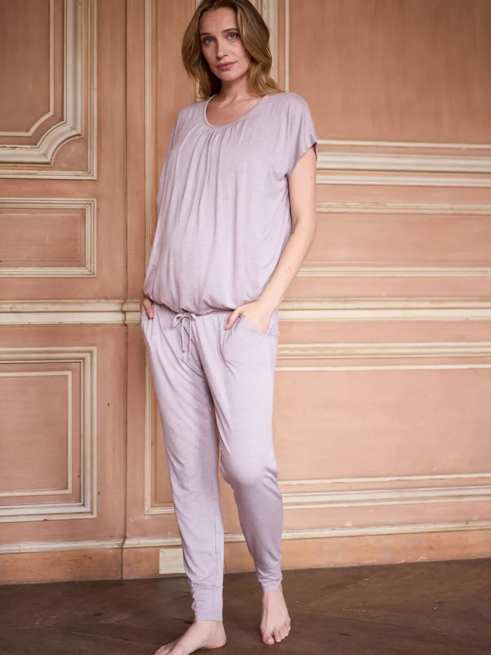 Seraphine Lilac Purple Maternity & Nursing Hospital Bag Pyjamas 2 Piece Set