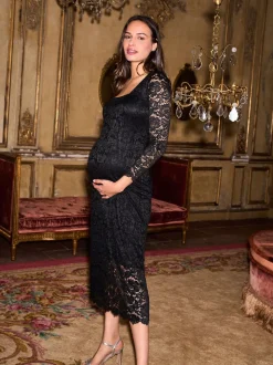 Seraphine Maternity Black Lace Bodycon