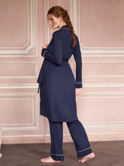 Seraphine Navy & White Maternity & Nursing Nightwear 3 Piece Set