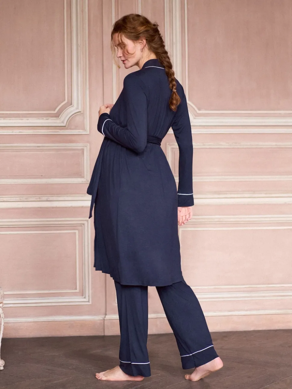 Seraphine Navy & White Maternity & Nursing Nightwear 3 Piece Set