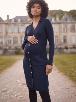 Seraphine Navy Blue Maternity Knitted Dress