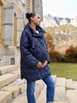 Seraphine Navy Lightweight Quilted 3 in 1 Maternity & Babywearing Coat