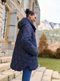 Seraphine Navy Lightweight Quilted 3 in 1 Maternity & Babywearing Coat