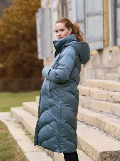 Seraphine Pewter Grey Long 3-In-1 Maternity & Babywearing Puffa Coat