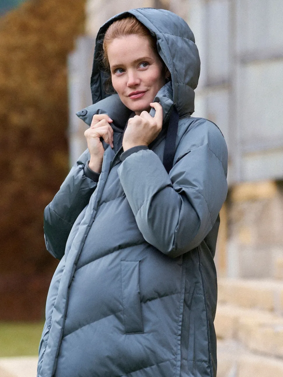 Seraphine Pewter Grey Long 3-In-1 Maternity & Babywearing Puffa Coat