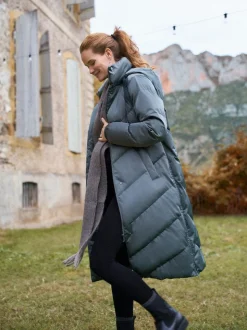 Seraphine Pewter Grey Long 3-In-1 Maternity & Babywearing Puffa Coat
