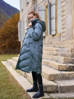 Seraphine Pewter Grey Long 3-In-1 Maternity & Babywearing Puffa Coat