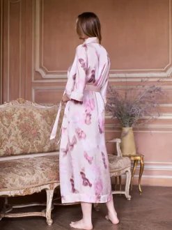 Seraphine Pink Floral Print Maternity Satin Kimono