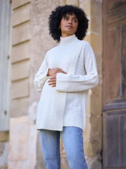 Seraphine White Ivory Premium 100% Merino Wool Maternity & Nursing Longline Jumper