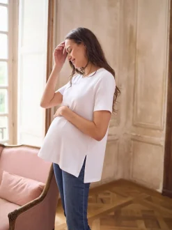 Seraphine White Maternity Short Sleeve Cotton Modal T-Shirt