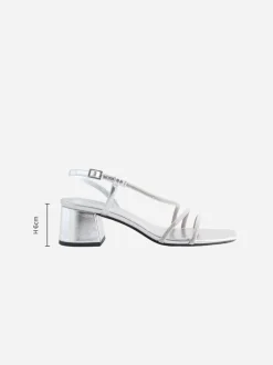 Silver Forever Comfort Square Toe Jewelled Strappy Block Heeled Sandals