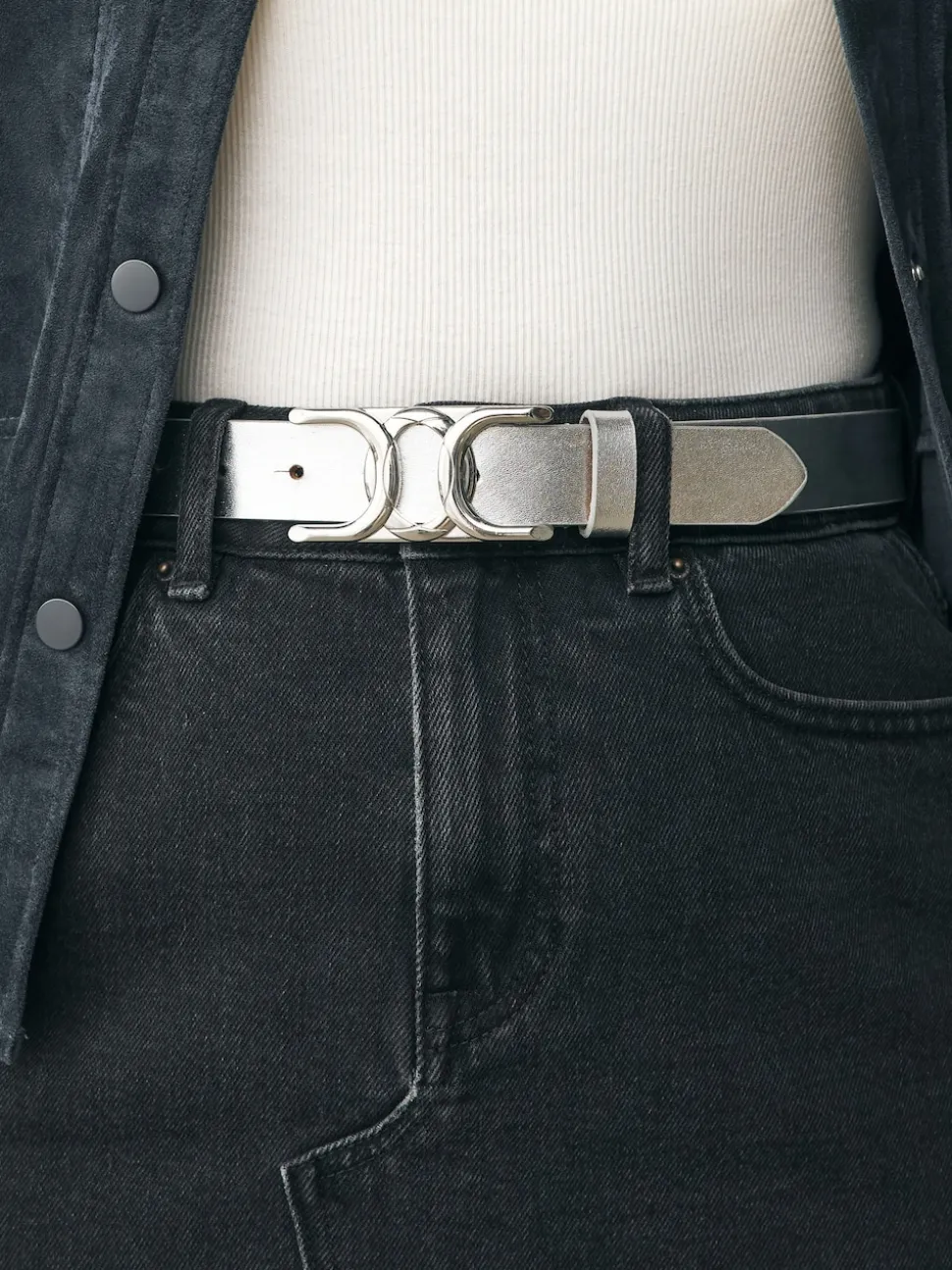 Silver Regular Statement Buckle Leather Belt