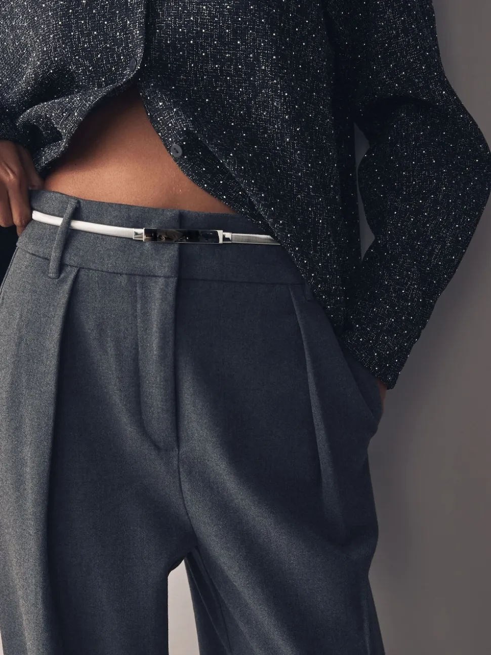 Silver Skinny Stretch Plaque Belt